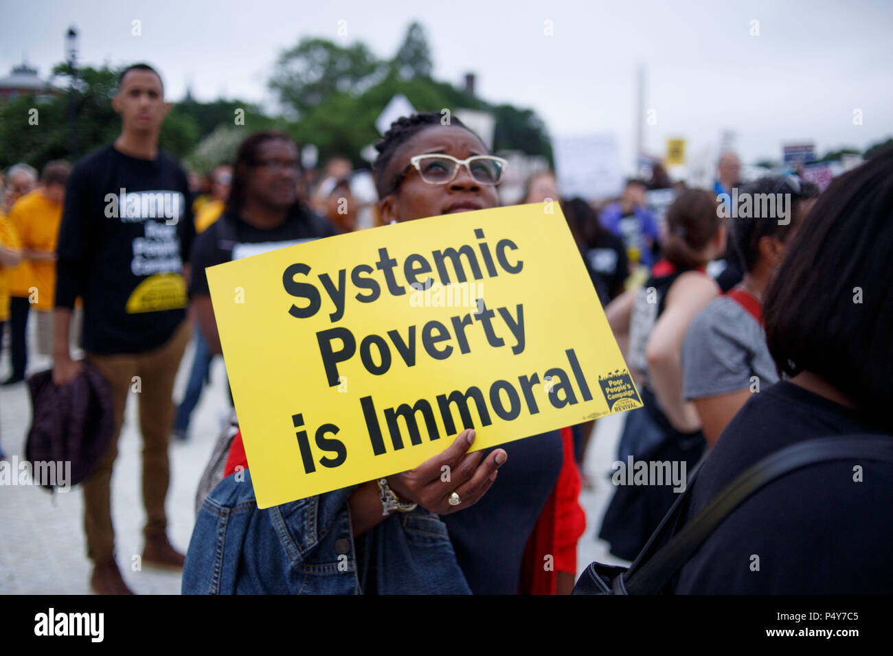 Washington, USA. 23rd June, 2018. Attendees gather at the Stand Against Poverty rally on the National Mall. The event is organized by the Poor People's Campaign, led by Rev. William Barber and Rev. Liz Theoharis and reviving a mission led by Dr. Martin Luther King, Jr. Credit: Michael Candelori/Pacific Press/Alamy Live News Stock Photo