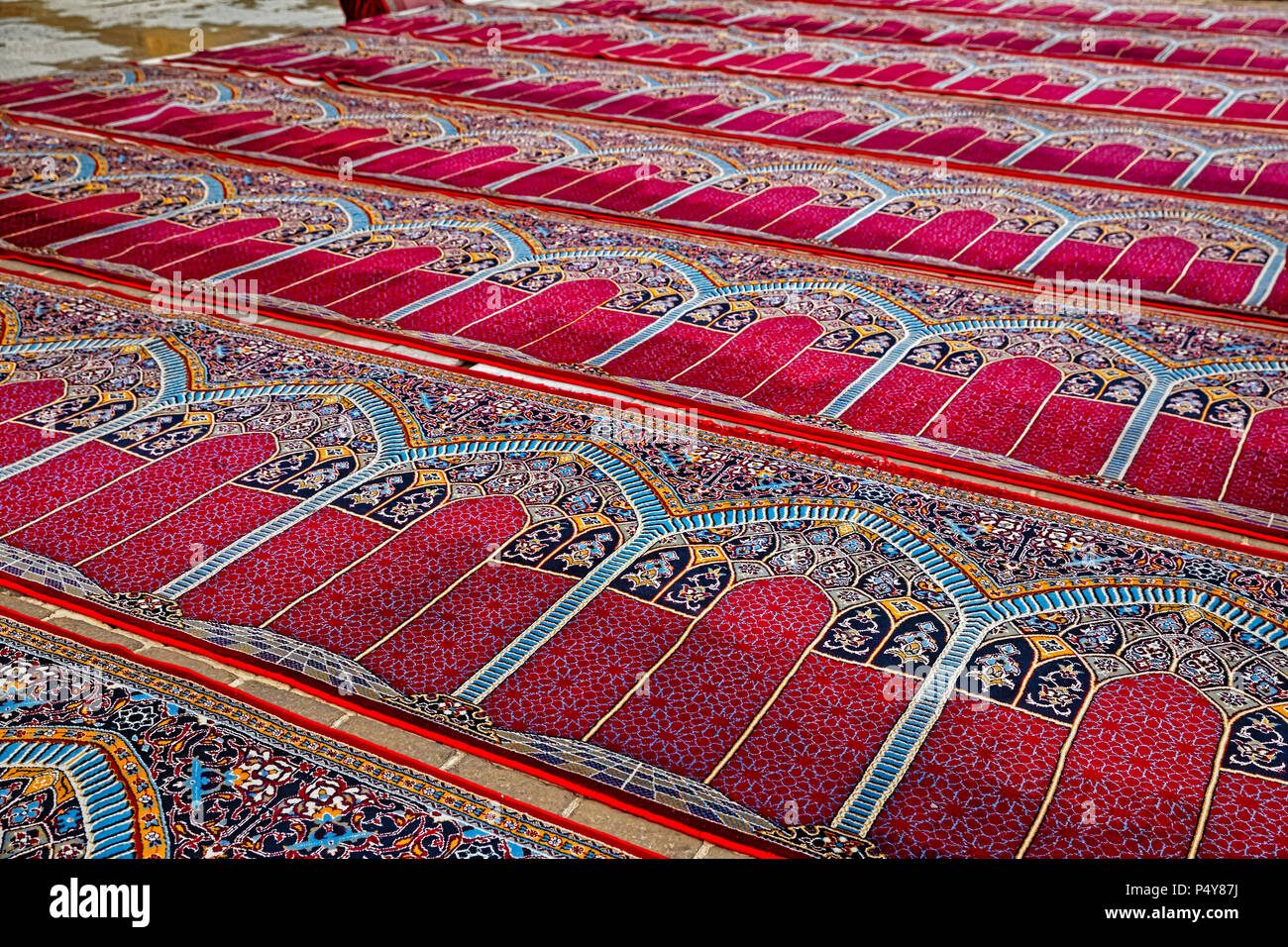 Mosque prayer carpets Stock Photo Alamy