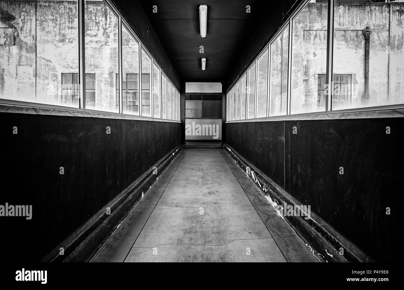 An old factory hall, detail of an old hall, inside Stock Photo