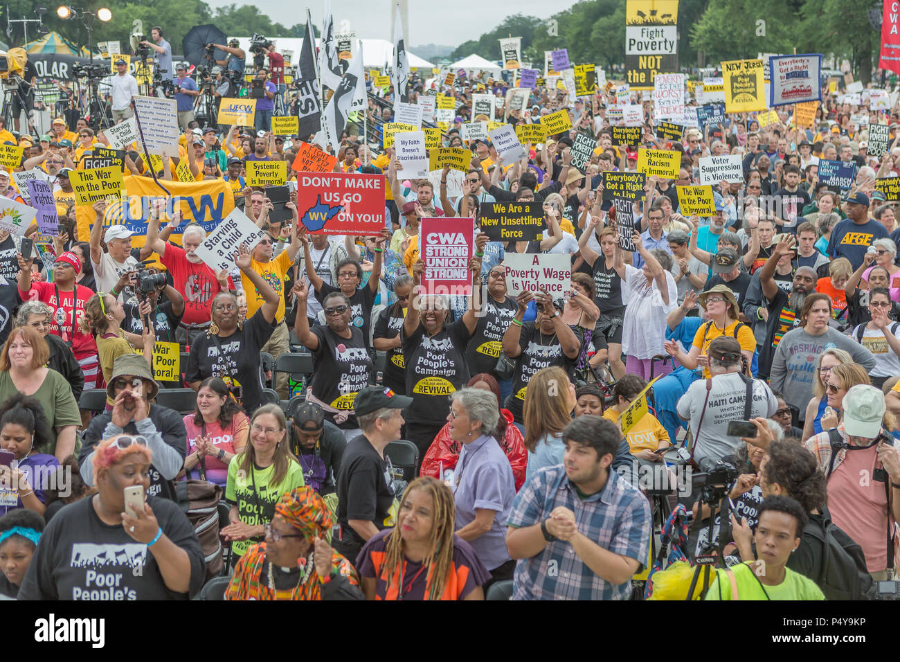Washington Dc, United States. 23rd June, 2018. More than 10,000 participants in the Poor People's Campaign: A National Call for Moral Revival converged on the U.S. Capitol. The march marks the culmination of a historic six-week engagement of nonviolent direct action across the United State, which challenged America's political, economic, and moral structures. Credit: Michael Nigro/Pacific Press/Alamy Live News Stock Photo
