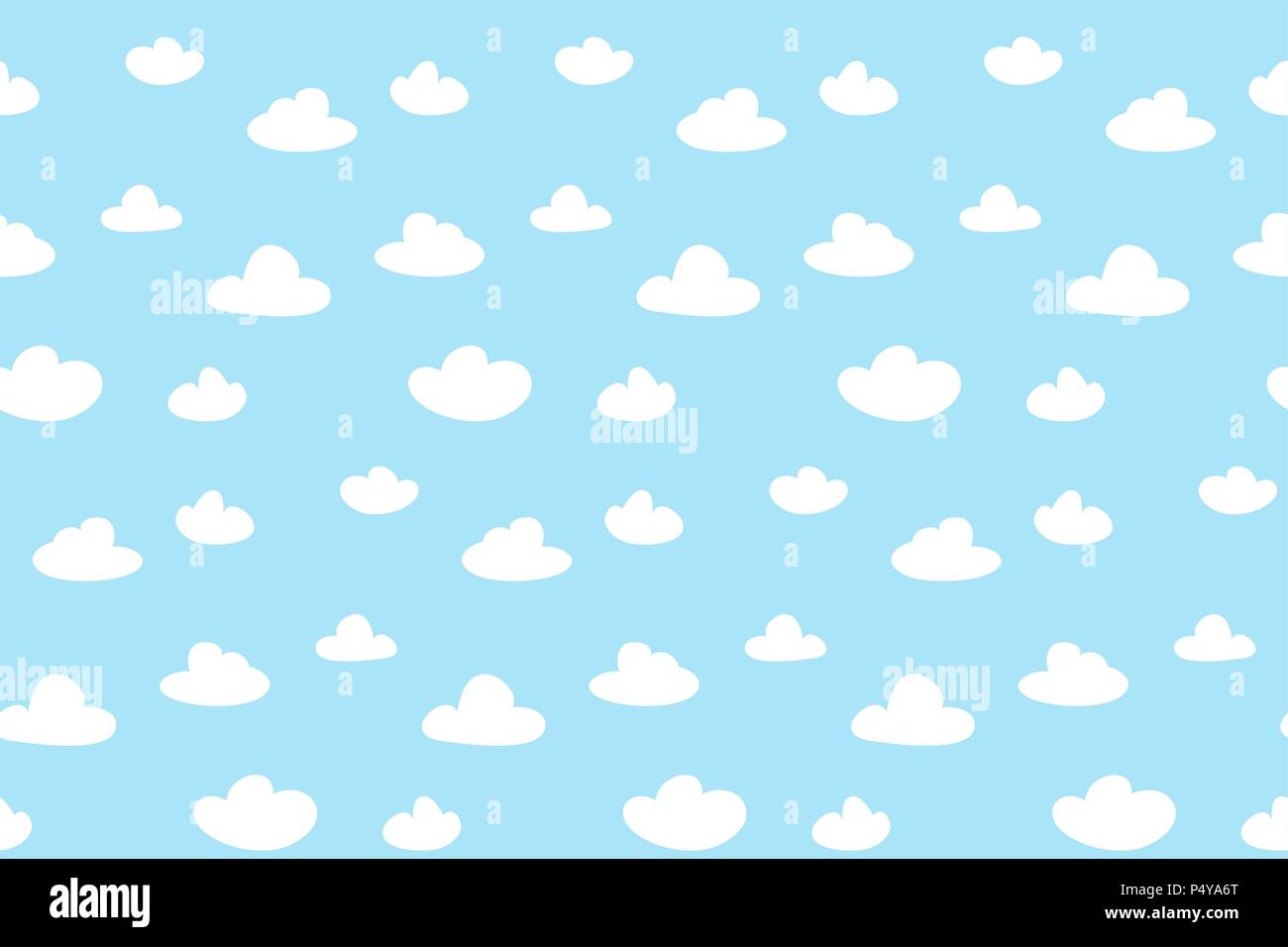 Cartoon clouds background blue sky seamless pattern. Vector ...