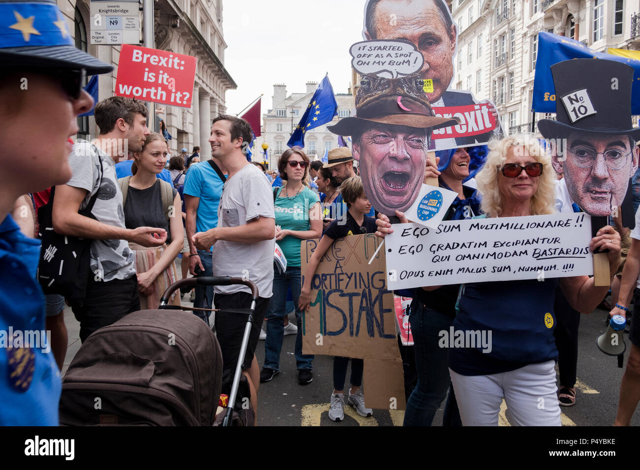 London, UK. 23rd June 2018. More than 100,000 people have marched through central London to demand a final vote on any UK exit deal, on the second anniversary of the Brexit vote. Anti-Brexit marchers travelled from across the country to join the rally, organised by a number of Westminster-based and grassroots lobbying groups and marks the launch of a nationwide petition for a “People's Vote”. London, UK. 23 June 2018 Credit: Mike Abrahams/Alamy Live News Stock Photo