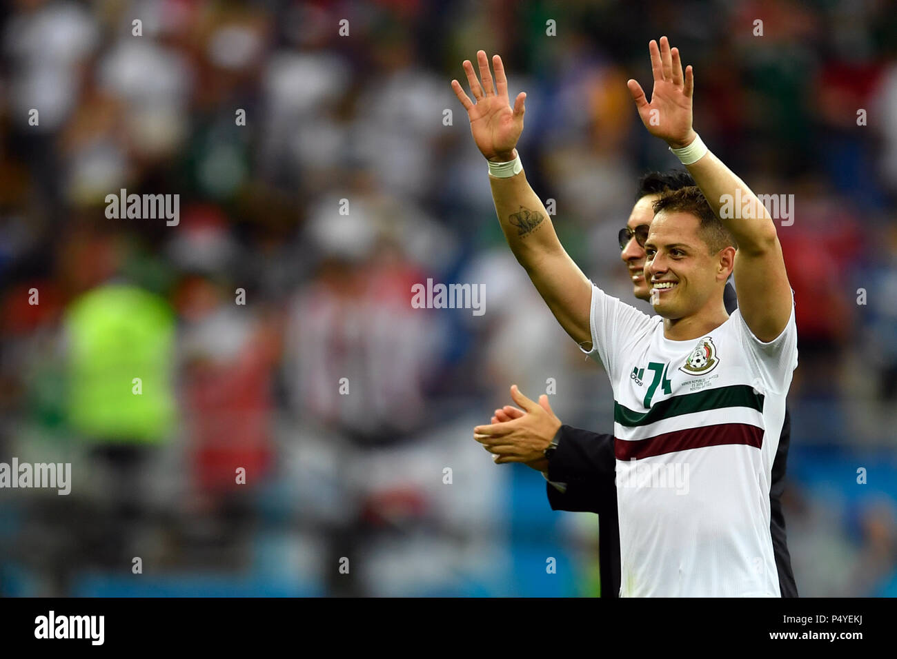 Rostov-on-Don, Russia. 23rd June, 2018. Soccer, FIFA World Cup 2018, South Korea vs Mexico, group stages, Group F, 2nd matchday at the Rostov-on-Don Stadium: Chicharito of Mexico after the match. Credit: Marius Becker/dpa/Alamy Live News Stock Photo