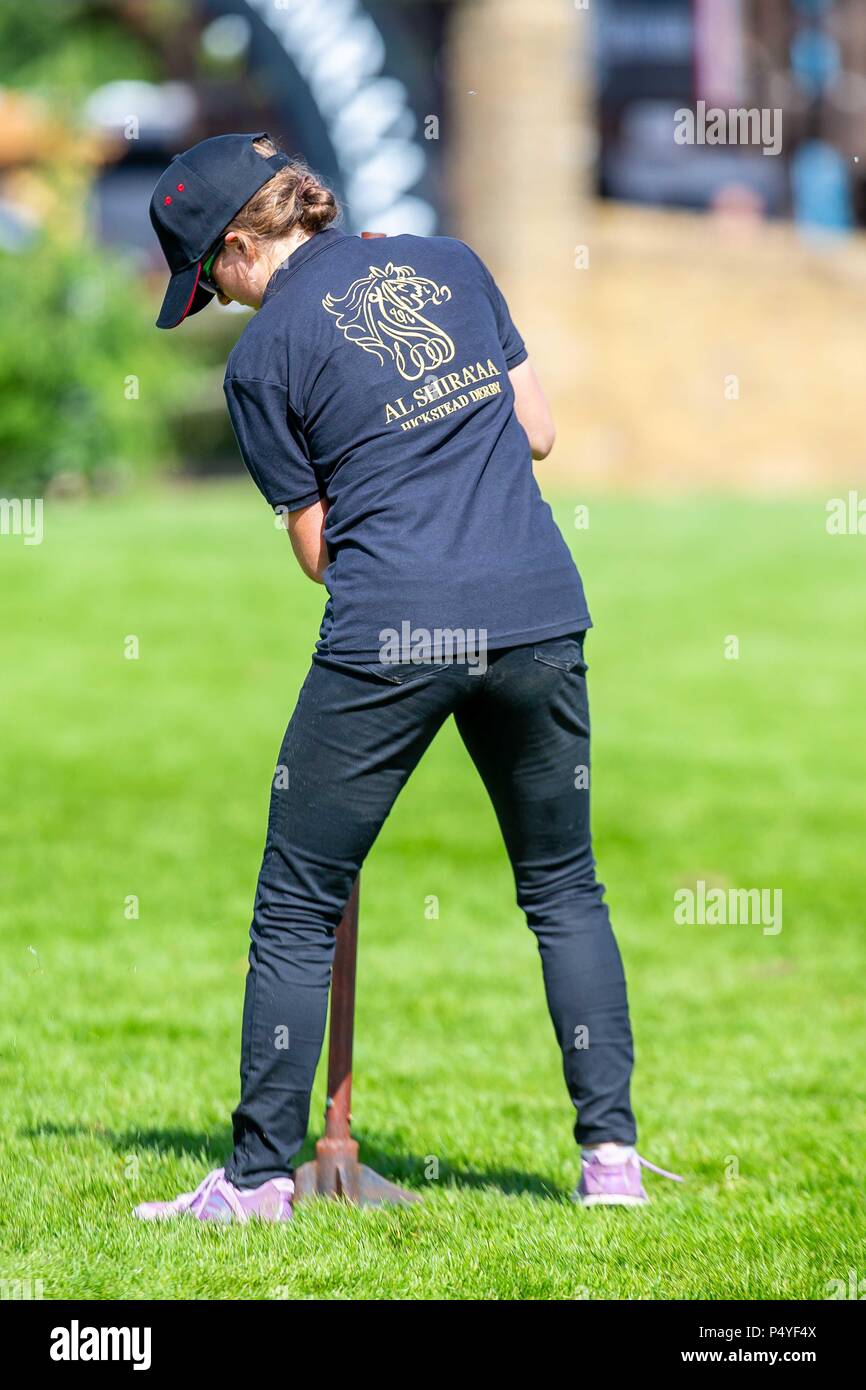 West Sussex, UK. 22nd June 2018. Arena party bashing divets.The Hickstead under  25 Masters. The Al Shira'aa Hickstead Derby Meeting. Showjumping. The All England Jumping Course. Hickstead. West Sussex. UK. Day 4. 22/06/2018. Stock Photo