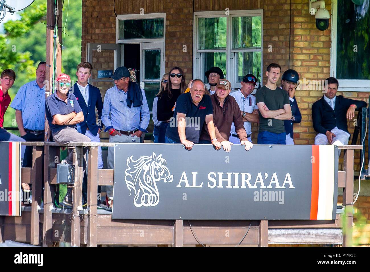 West Sussex, UK. 22nd June 2018. Spectators.The Hickstead under  25 Masters. The Al Shira'aa Hickstead Derby Meeting. Showjumping. The All England Jumping Course. Hickstead. West Sussex. UK. Day 4. 22/06/2018. Stock Photo