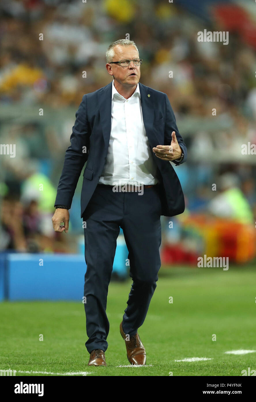 Sochi, Russia. 23rd June, 2018. Head coach Janne Andersson of Sweden is seen during the 2018 FIFA World Cup Group F match between Germany and Sweden in Sochi, Russia, June 23, 2018. Credit: Fei Maohua/Xinhua/Alamy Live News Stock Photo