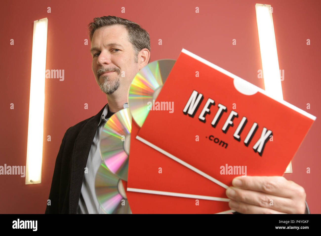 Los Gatos, California, USA. 16th Feb, 2008. Netflix CEO REED HASTINGS is photographed at the company's offices in Los Altos, CA. (Credit Image: © Martin E. Klimek/ZUMA Press) RESTRICTIONS: Stock Photo