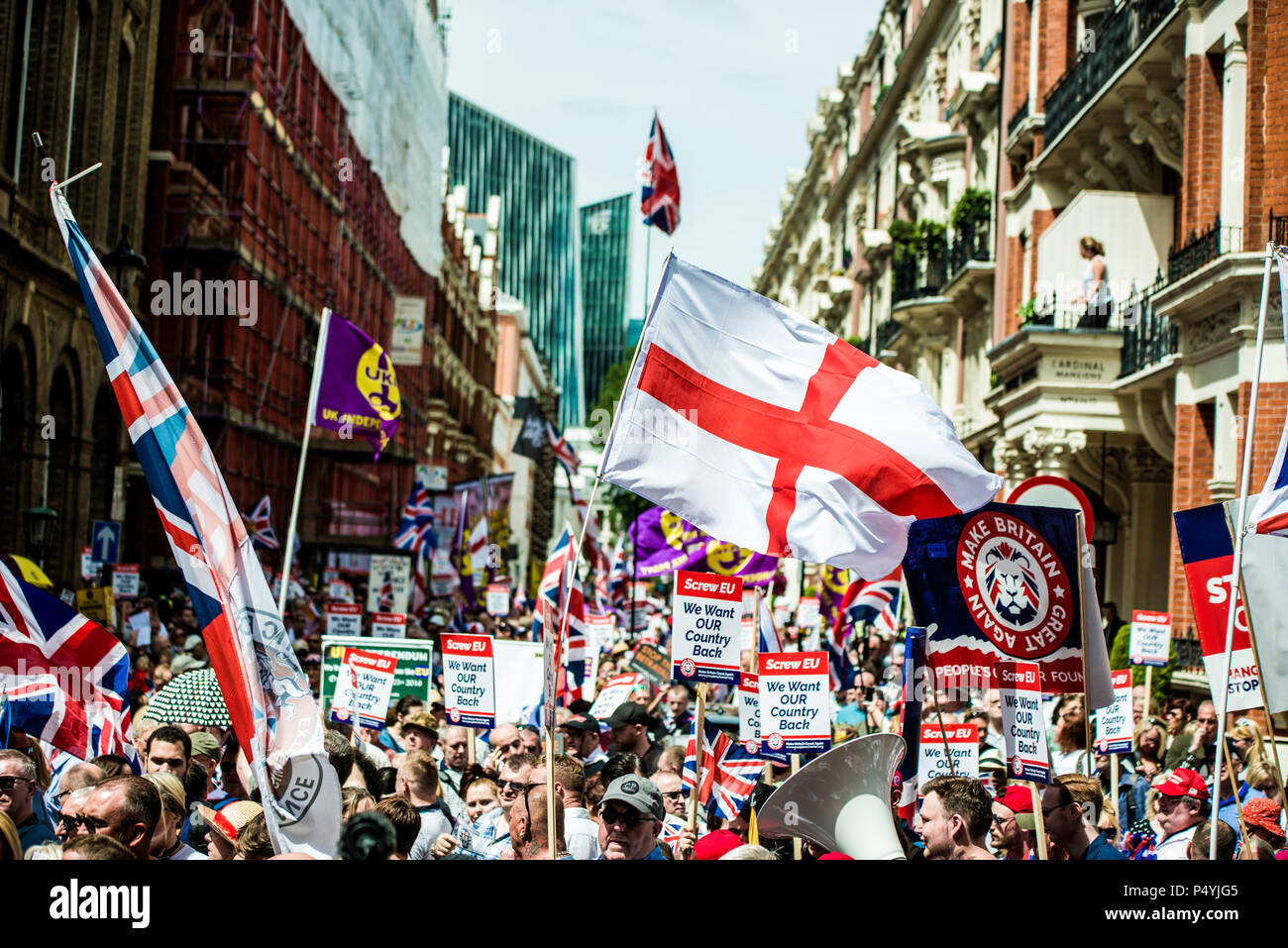 London, London, UK. 23rd June, 2018. England and Union Jack flags on ...