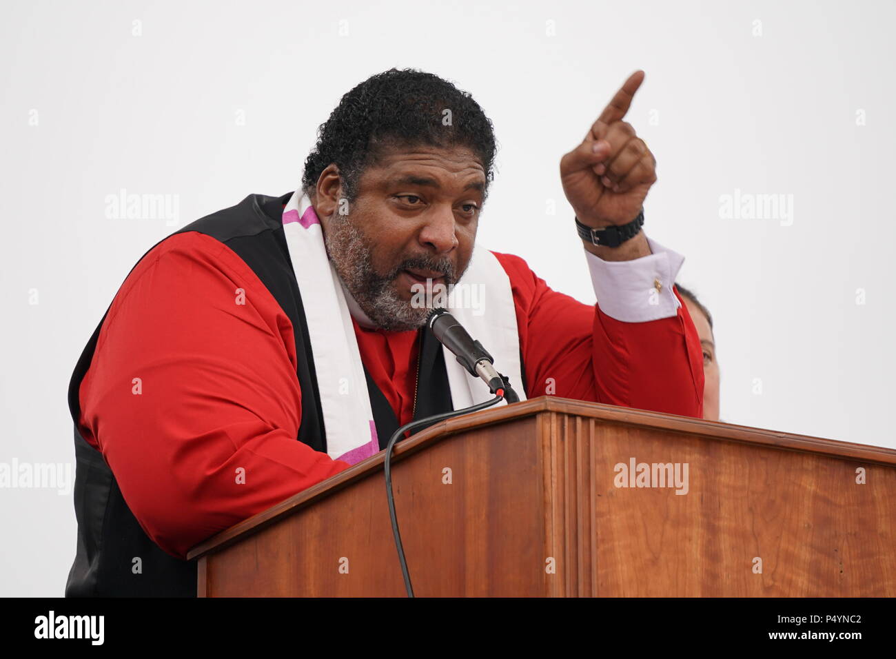 Washington, DC, USA. 23rd June, 2018. The Rev. WILLIAM BARBER speaks as ...