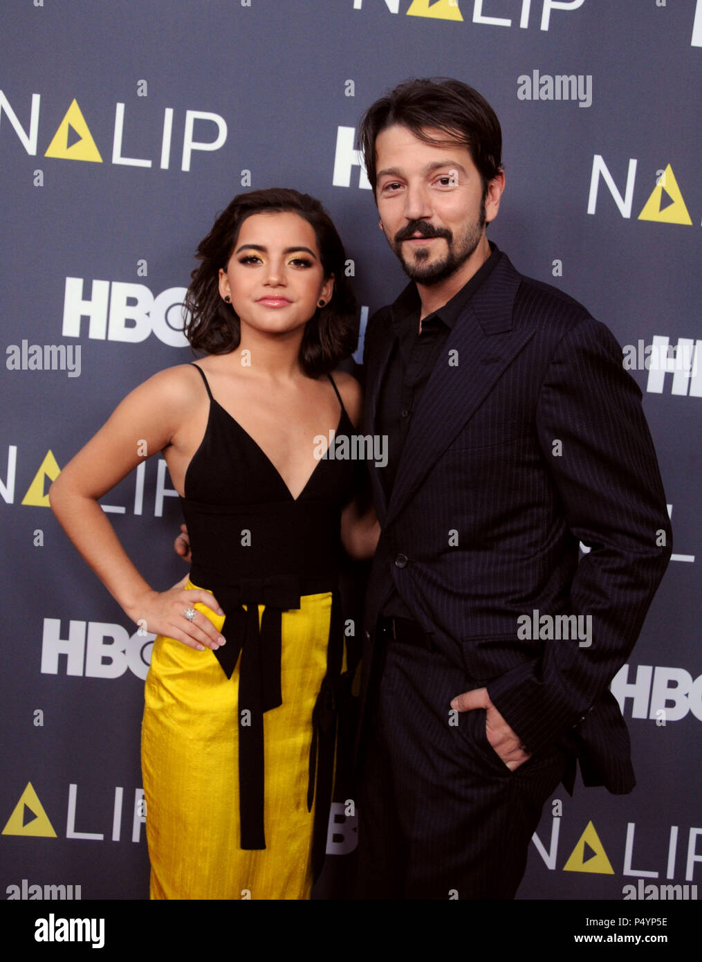 LOS ANGELES, CA - JULY 23: (L-R) Actress Isabela Moner and actor Diego