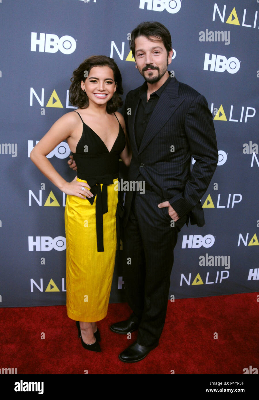 LOS ANGELES, CA - JULY 23: (L-R) Actress Isabela Moner and actor Diego