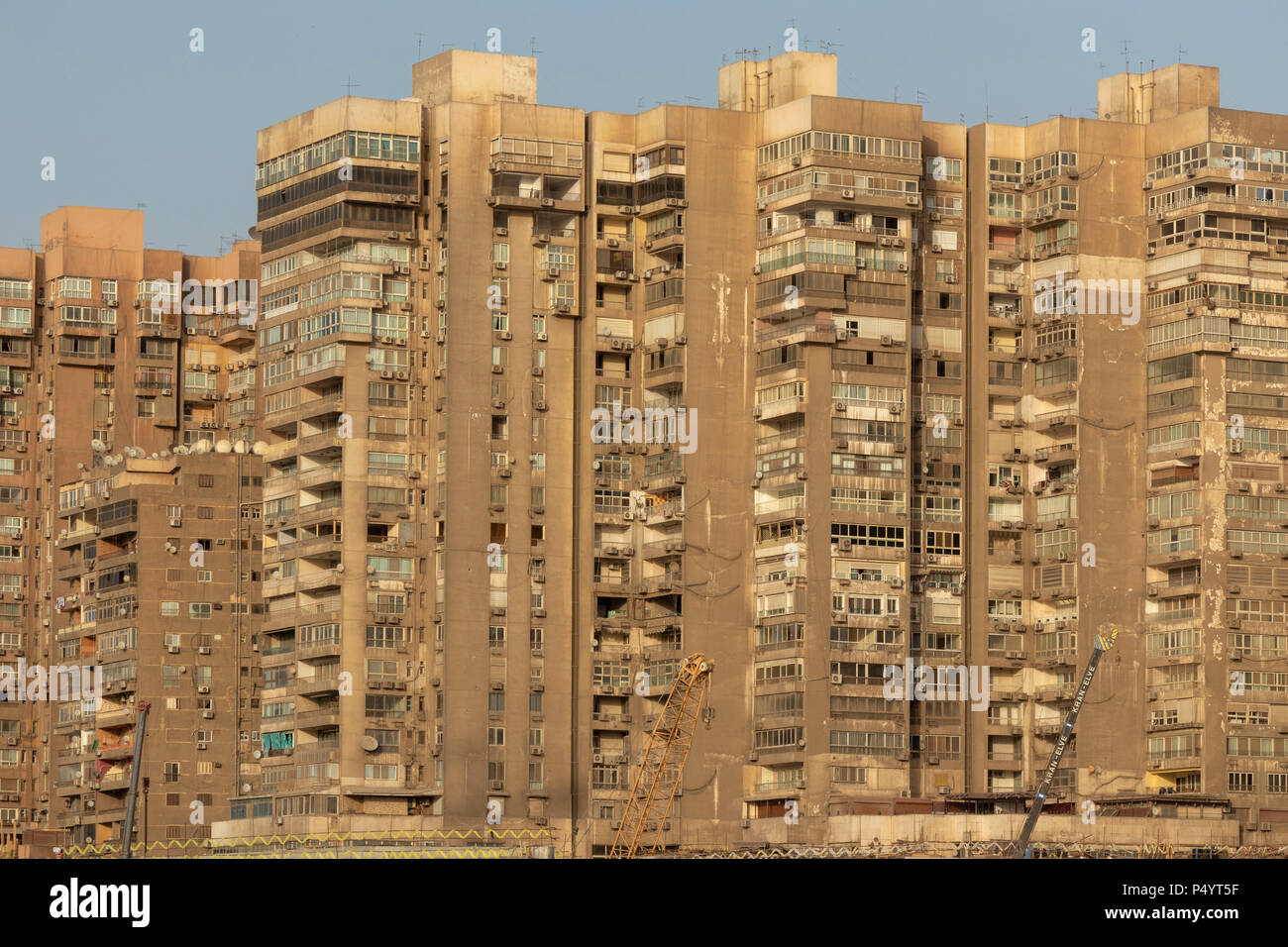 view of dense apartment blocks in Shubra, Cairo, Egypt Stock Photo