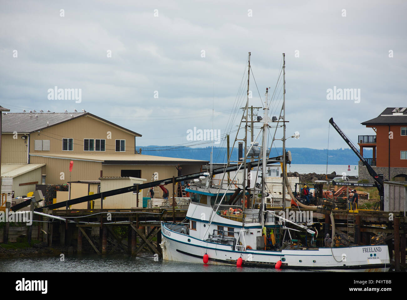 WESTPORT, WASHINGTONJUNE 21, 2018 A commercial fishing boat unloads