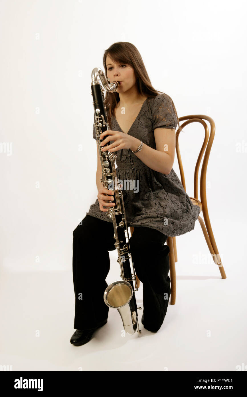 Bass clarinet player Stock Photo - Alamy