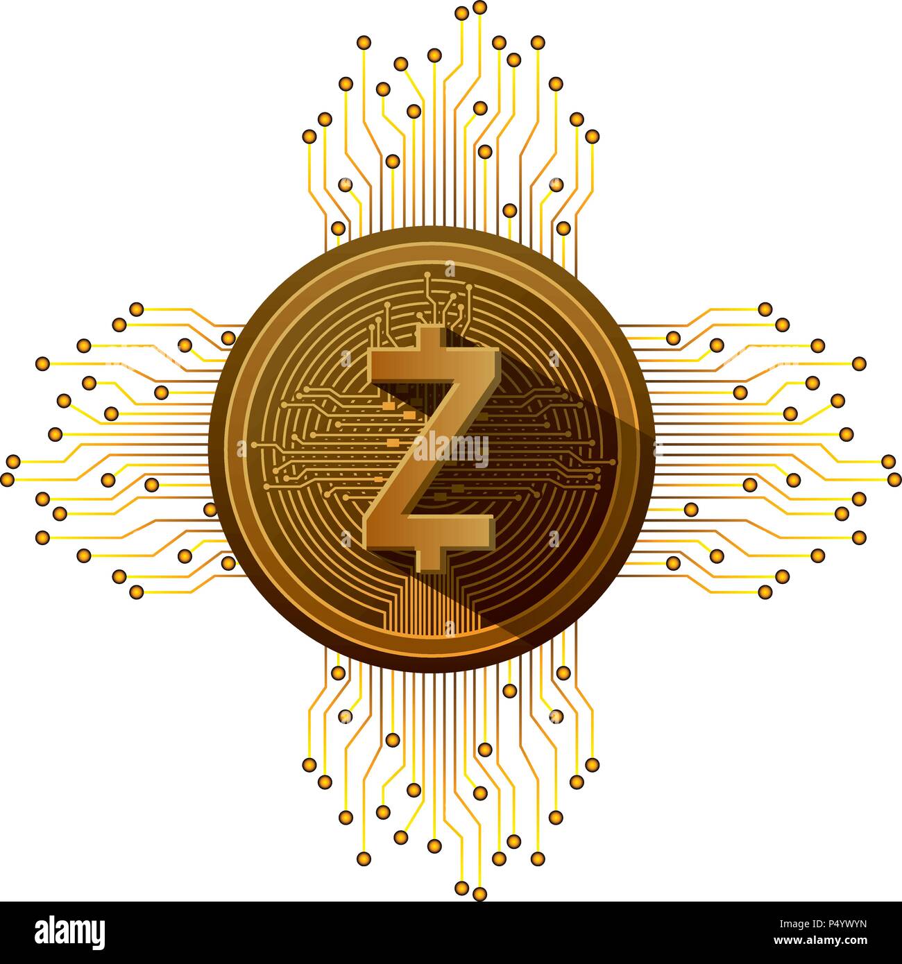cryptocurrency zcash coin with circuit lines Stock Vector Image & Art ...