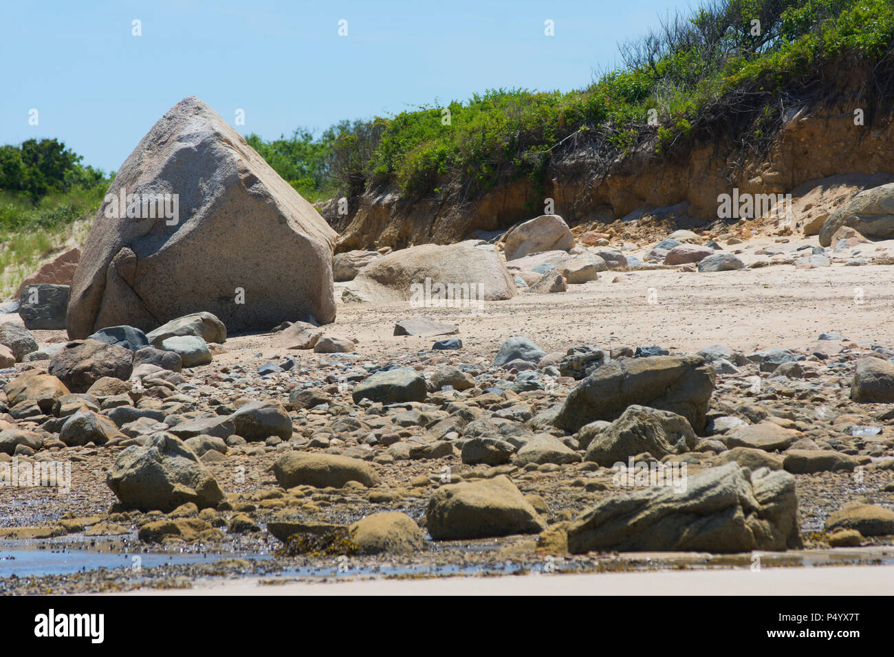 Winter storm damage on Cold Storage Beach, East Dennis, Massachusetts