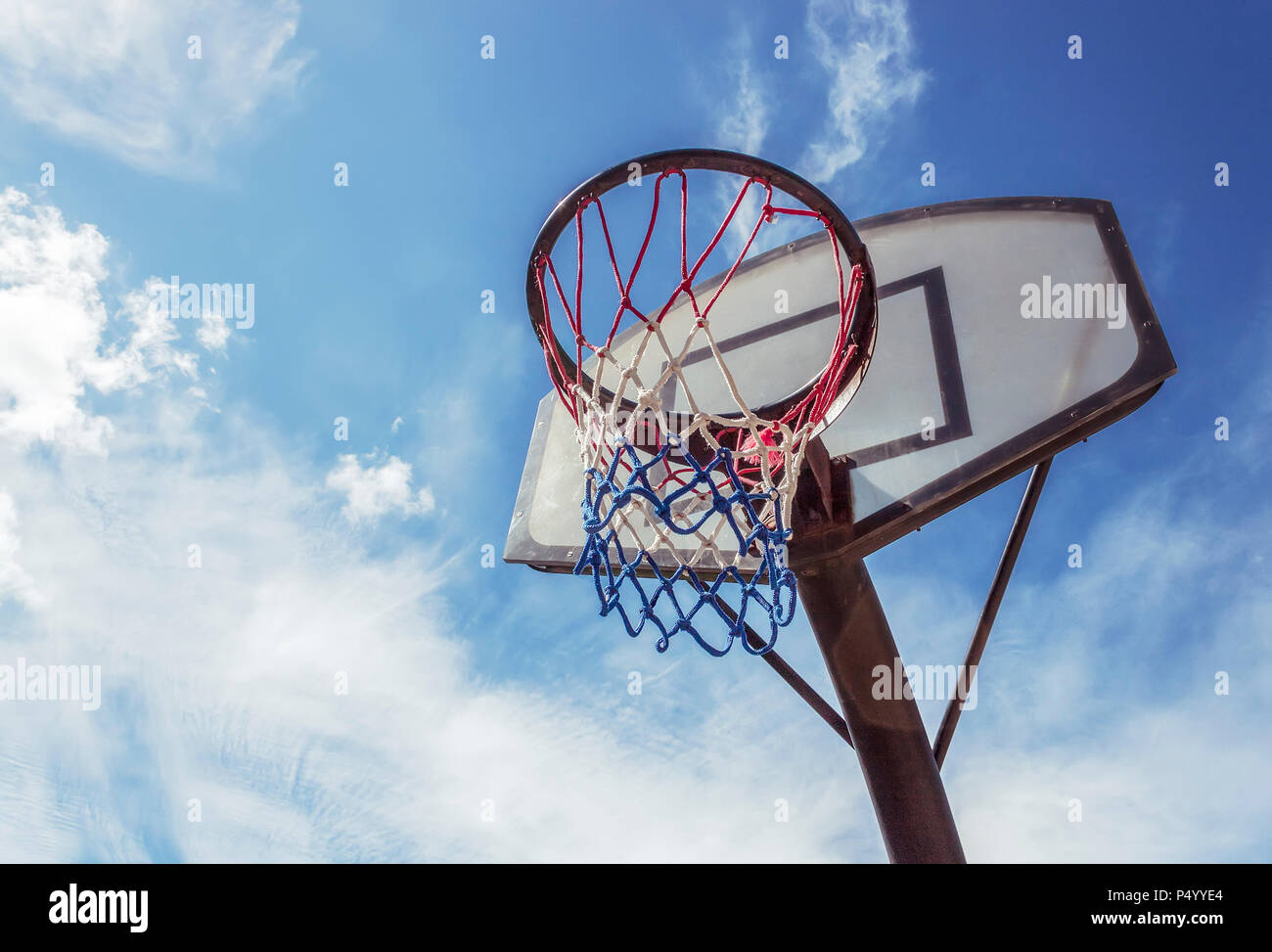 Basketball goal net in fine day Stock Photo Alamy