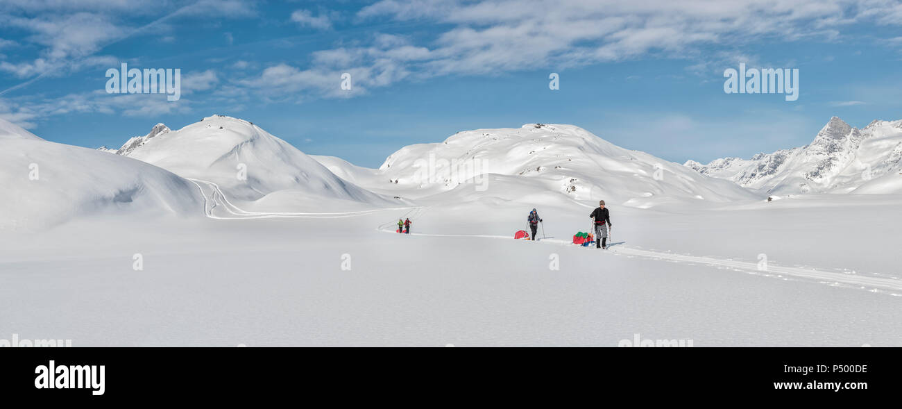 Greenland, Schweizerland Alps, Kulusuk, Tasiilaq, ski tourers Stock Photo