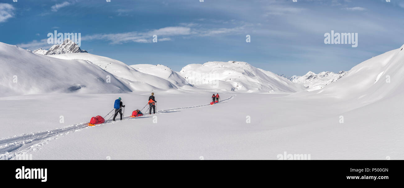 Greenland, Schweizerland Alps, Kulusuk, Tasiilaq, ski tourers Stock Photo