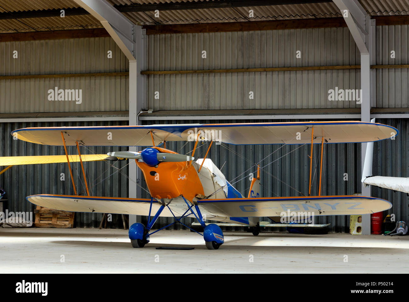 Stampe SV4C at Turweston Aerodrome, Buckinghamshire, UK (G-BNYZ) Stock Photo