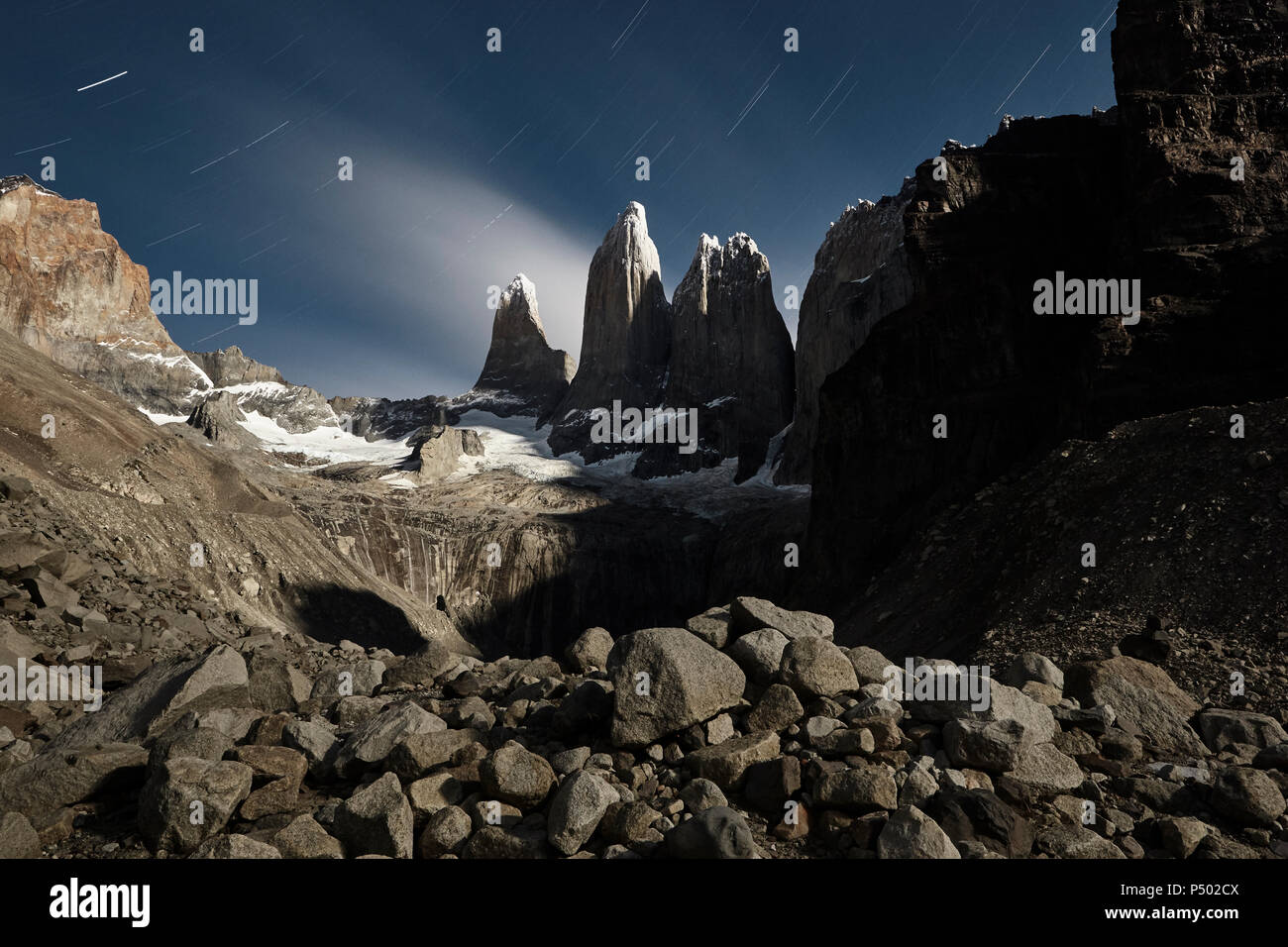 Chile, Patagonie, Nationalpark Torres del Paine at night Stock Photo