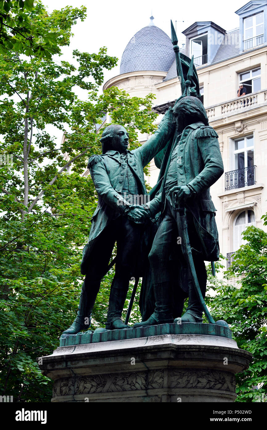 Lafayette and Washington statue - Place des Etats-Unis - Paris - France Stock Photo