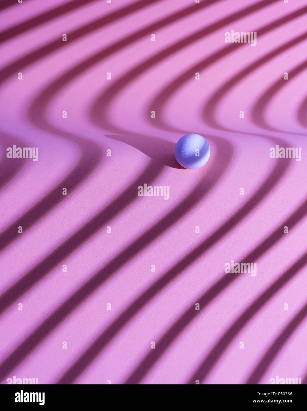 Sphere on wave pattern pink background, 3D Rendering Stock Photo