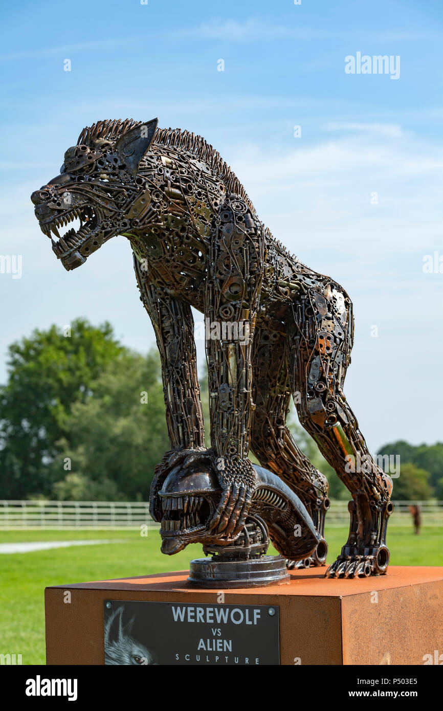 Werewolf sculpture on display at the British Iron Work Centre tourist attraction Stock Photo