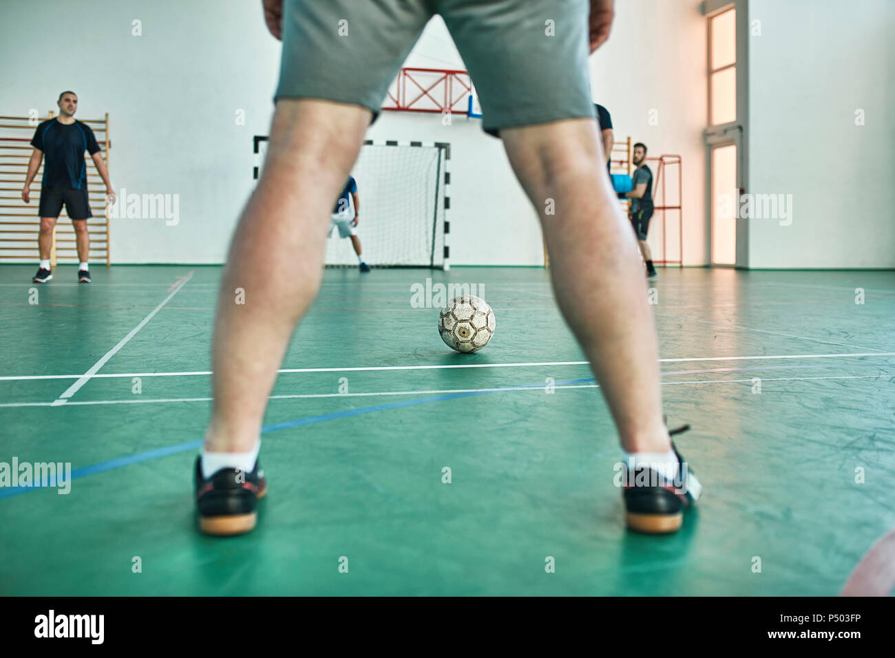 playing indoor soccer