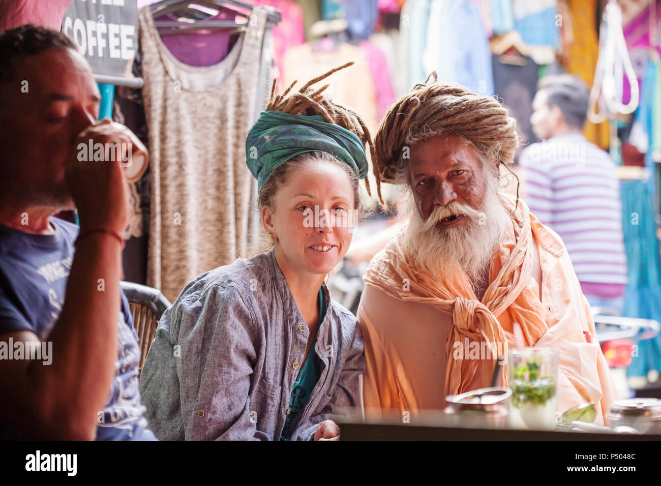 Pushkar city, Rajasthan, India, February 14, 2018: Portrait of Sadhu ...