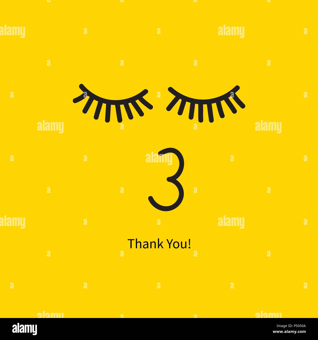Thank you card, face with kiss and eyes closed. Vector illustration Stock Vector