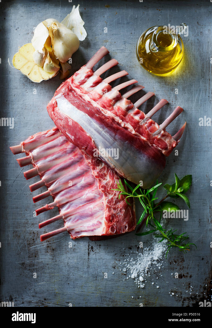 Ingredients for rack of lamb Stock Photo