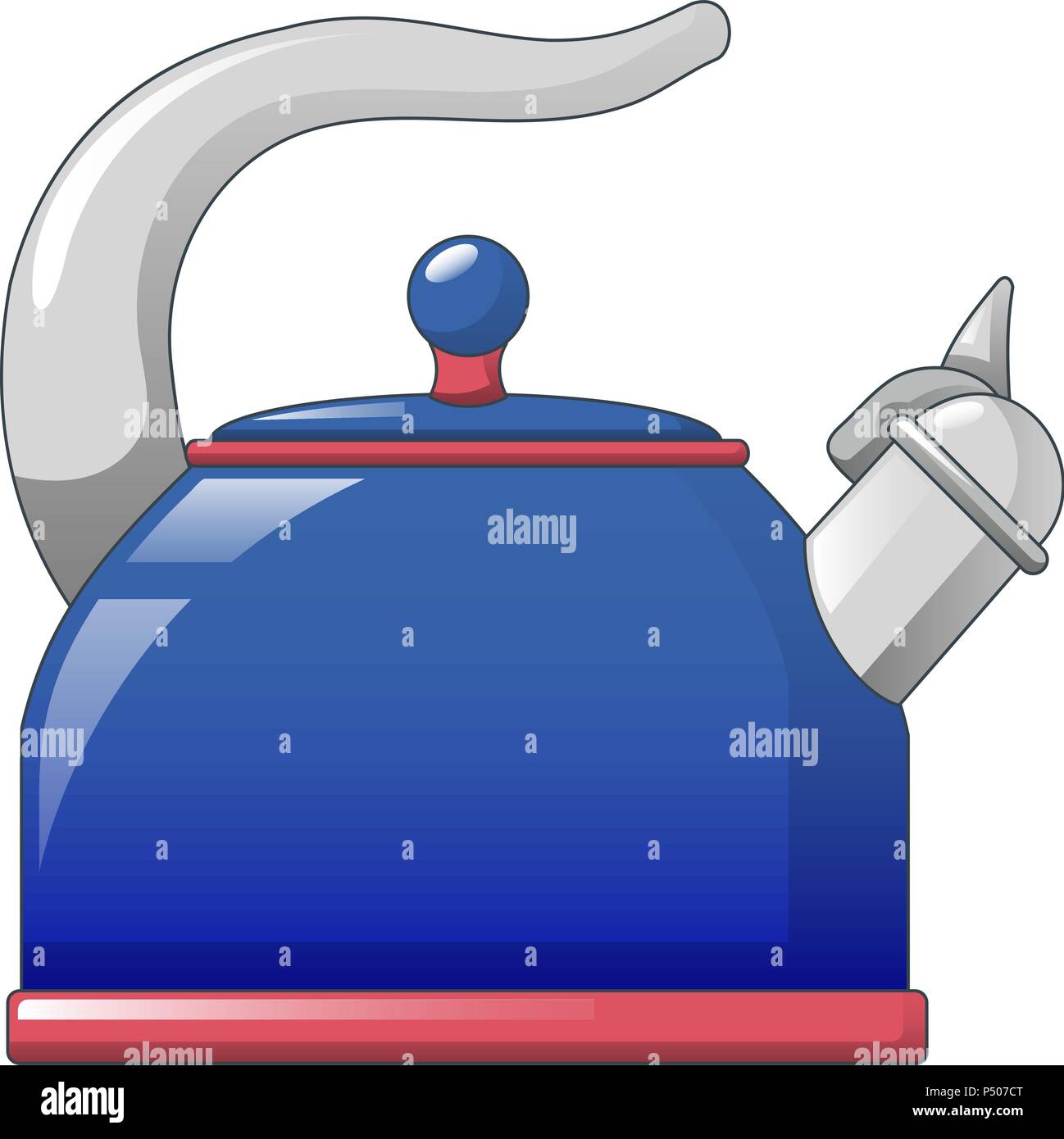 Blue kettle icon, cartoon style Stock Vector
