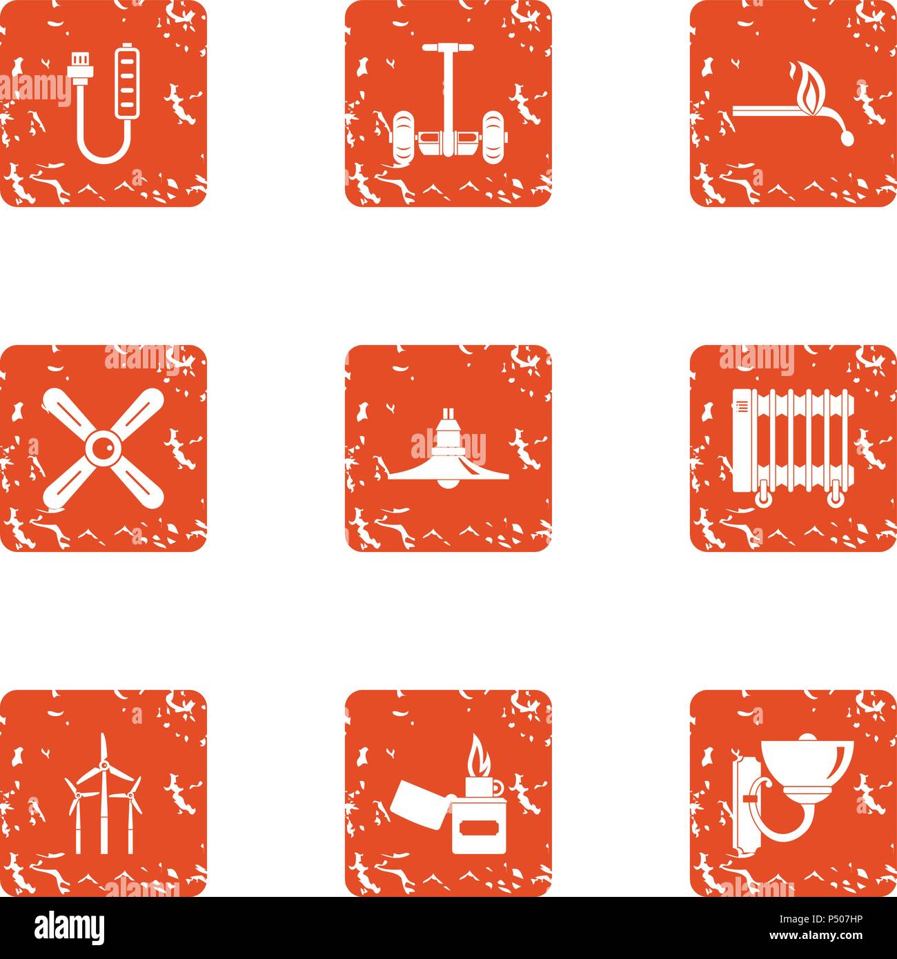 Energy return icons set, grunge style Stock Vector