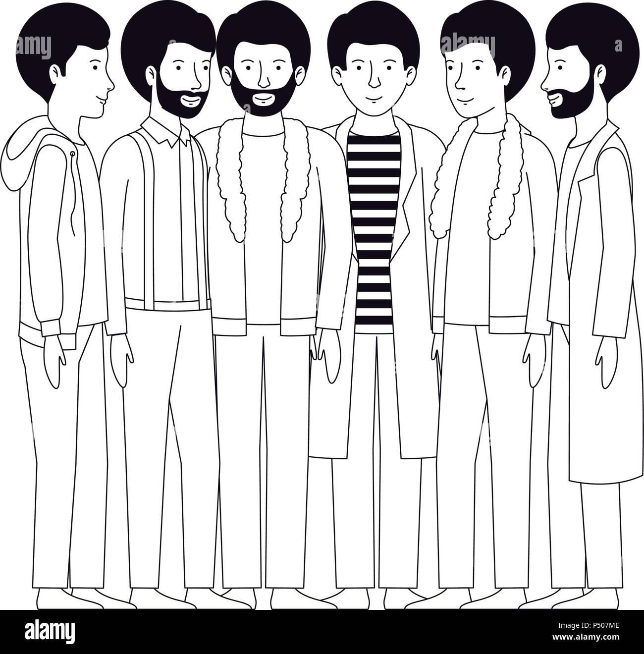 Group Of Men Friends Characters Stock Vector Image Art Alamy