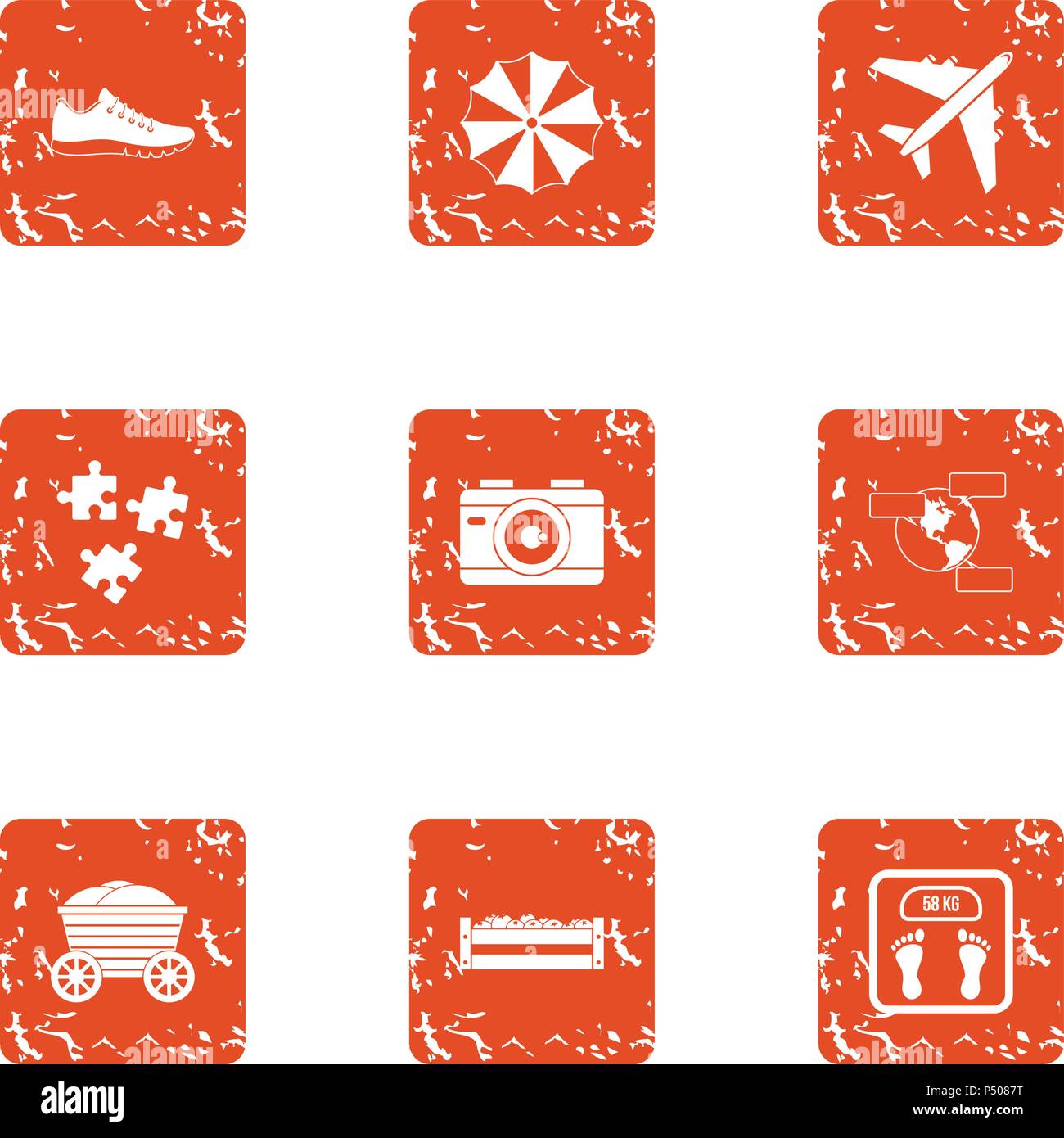 Sport trip icons set, grunge style Stock Vector Image & Art - Alamy