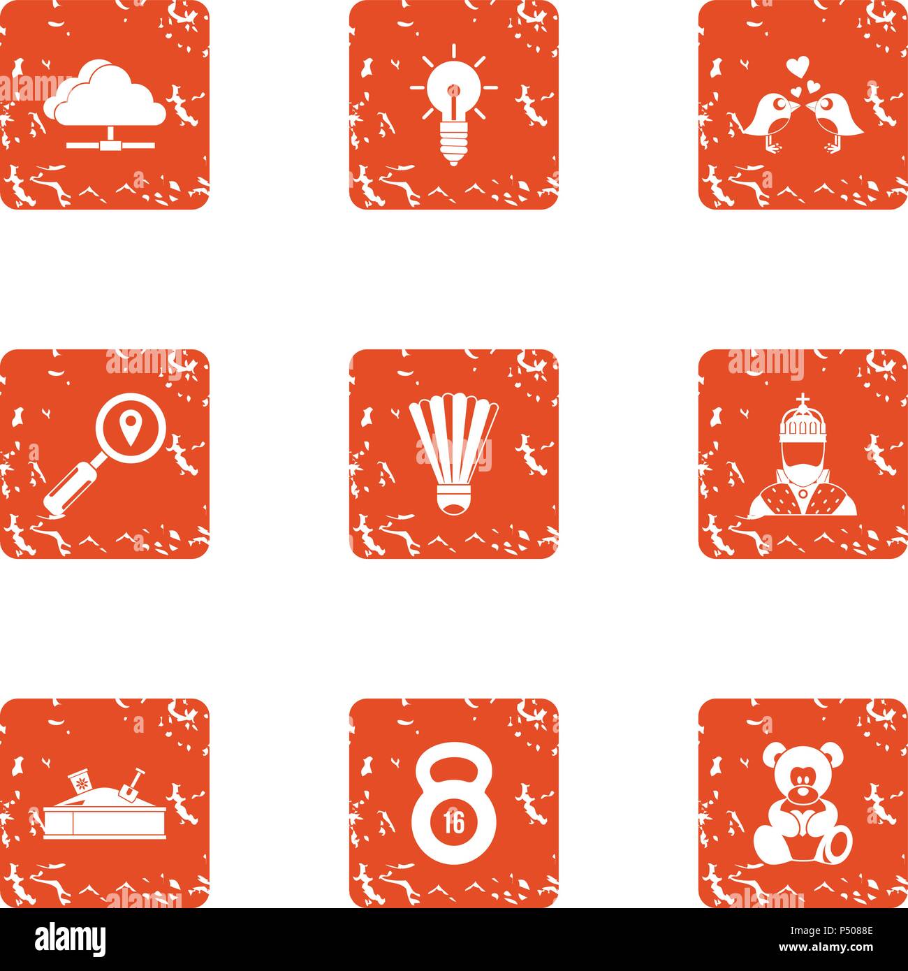 Adolescence icons set, grunge style Stock Vector