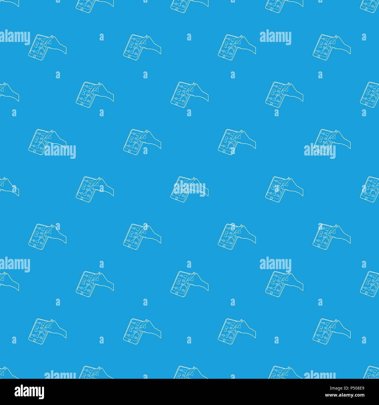 Gadget in reparation pattern vector seamless blue Stock Vector