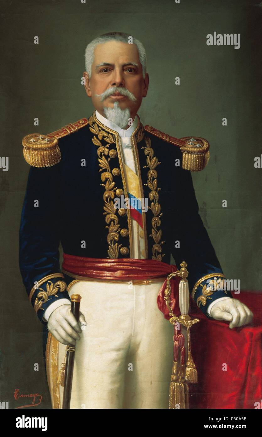 Eloy Alfaro Delgado (1842-1912). Ecuatorian political and military. President of the Republic. Hall of Presidents. Government Palace. Quito. Ecuador. Stock Photo