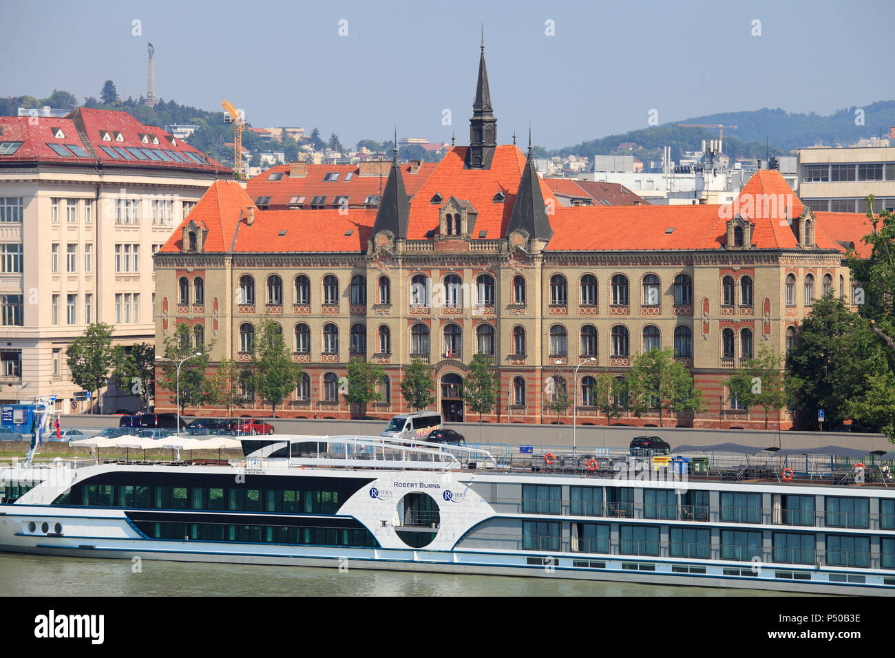 Slovakia, Bratislava, Natural History Museum, Danube river, cruise ship, Stock Photo
