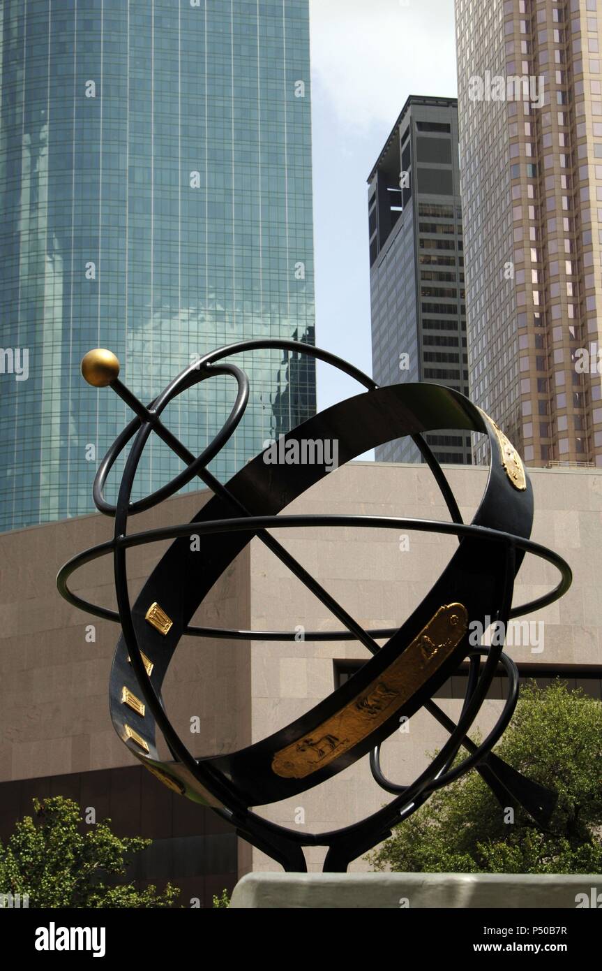 ESFERA ARMILAR (THE HOUSTON ARMILLARY SPHERE) Sam Houston Park. HOUSTON. Estado de Texas. Estados Unidos. Stock Photo