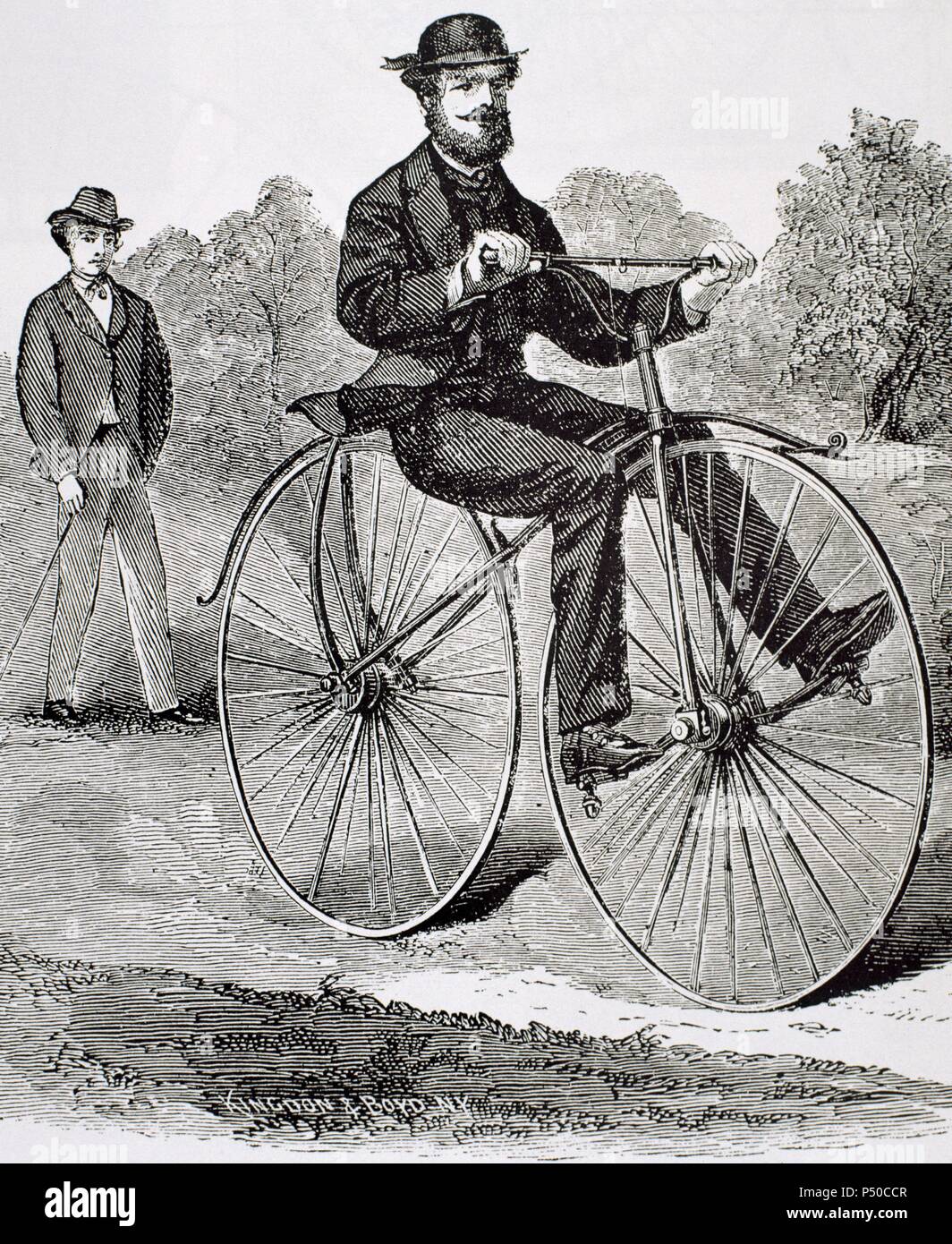 Ancien bike. 19th century. Engraving Stock Photo - Alamy