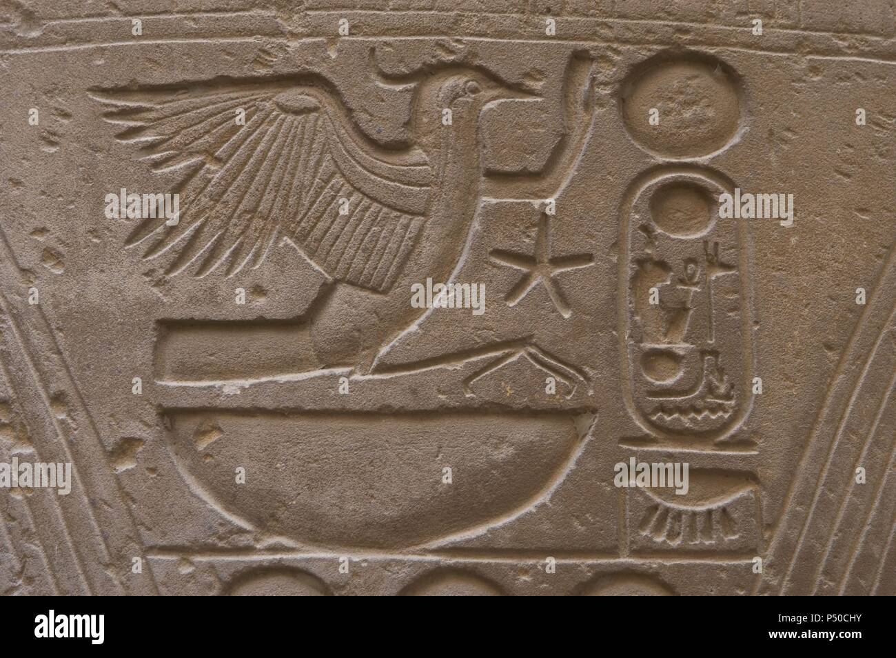 Nswt Hieroglyphic writing. New Kingdom. Temple of Luxor. Egypt Stock Photo ...