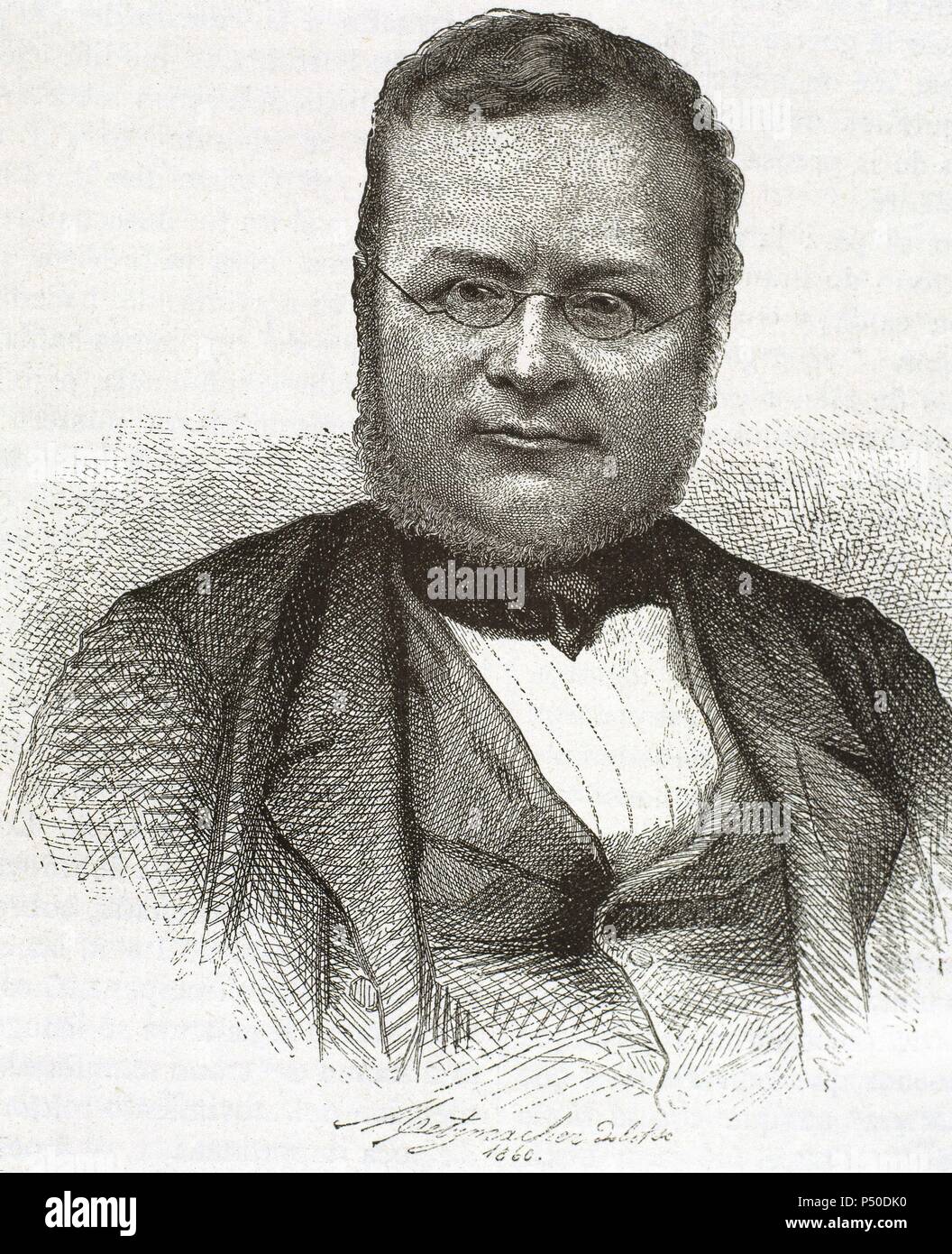 CONDE DE CAVOUR (Camilo Benso) (1810-1861). Estadista italiano, uno de los artífices de la unificación italiana. Grabado S. XIX. Stock Photo