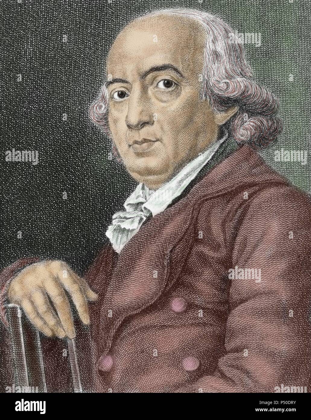 Herder, Johann Gottfried (Mohrungen, East Prussia, 1744-Weimar, 1803). German writer and philosopher. Colored engraving. Stock Photo