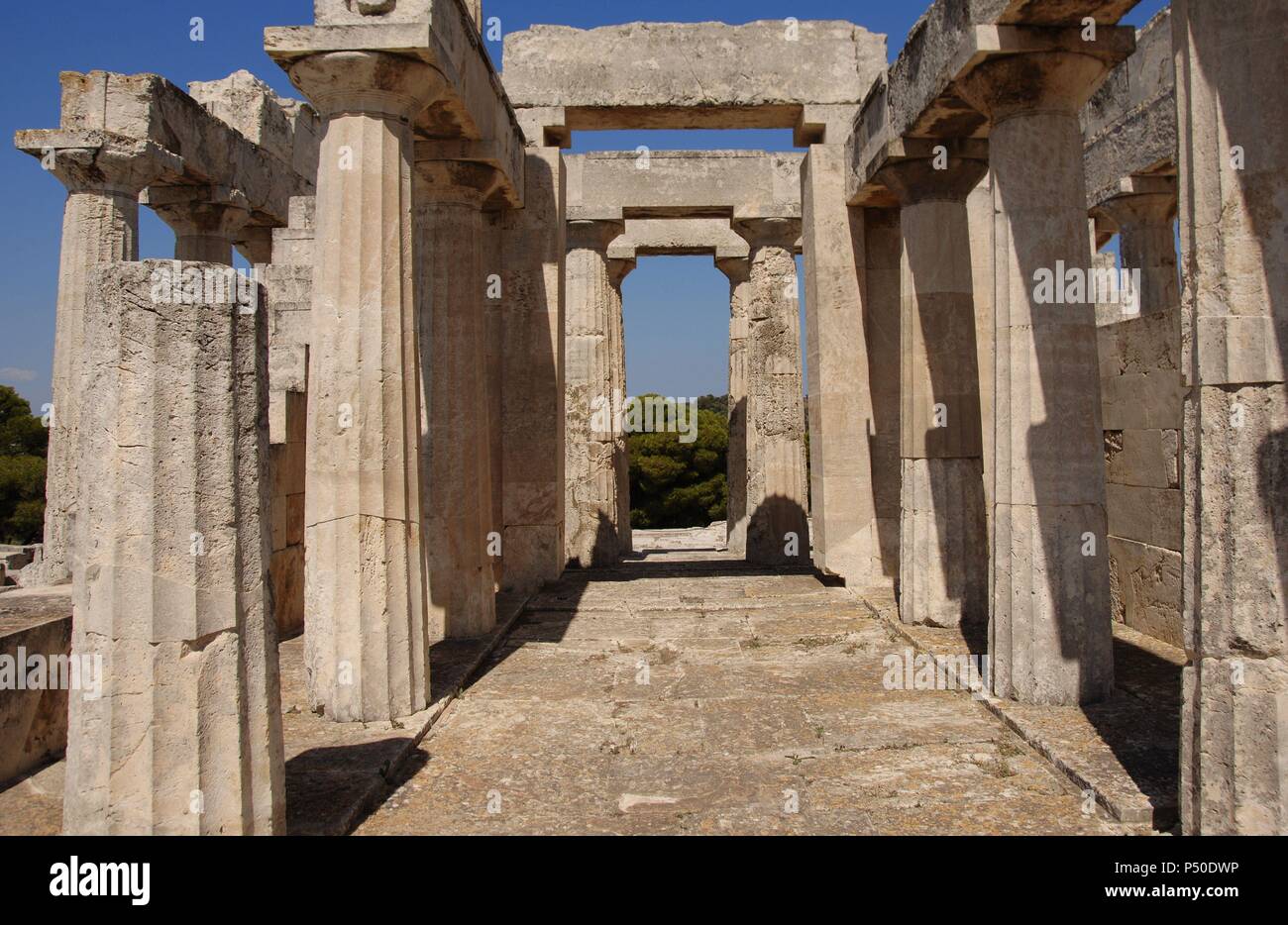 Greece. Aegina Island. Temple of Aphaia (5th-6th centuries B.C.). Stock Photo