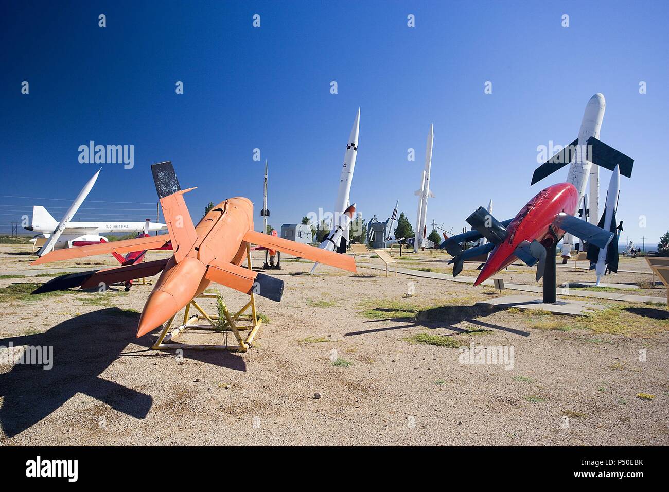 COHETES Y MISILES en el MUSEO DE MISILES DE ARENAS BLANCAS (WHITE SANDS MISSILE RANGE MUSEUM). Estado de Nuevo México. Estados Unidos. Stock Photo
