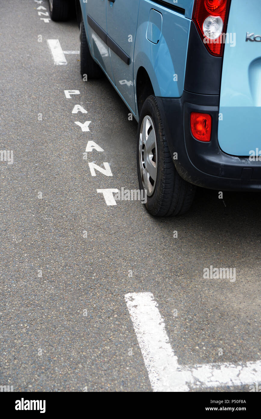 Street parking for cars in the old city of Le Mans Stock Photo