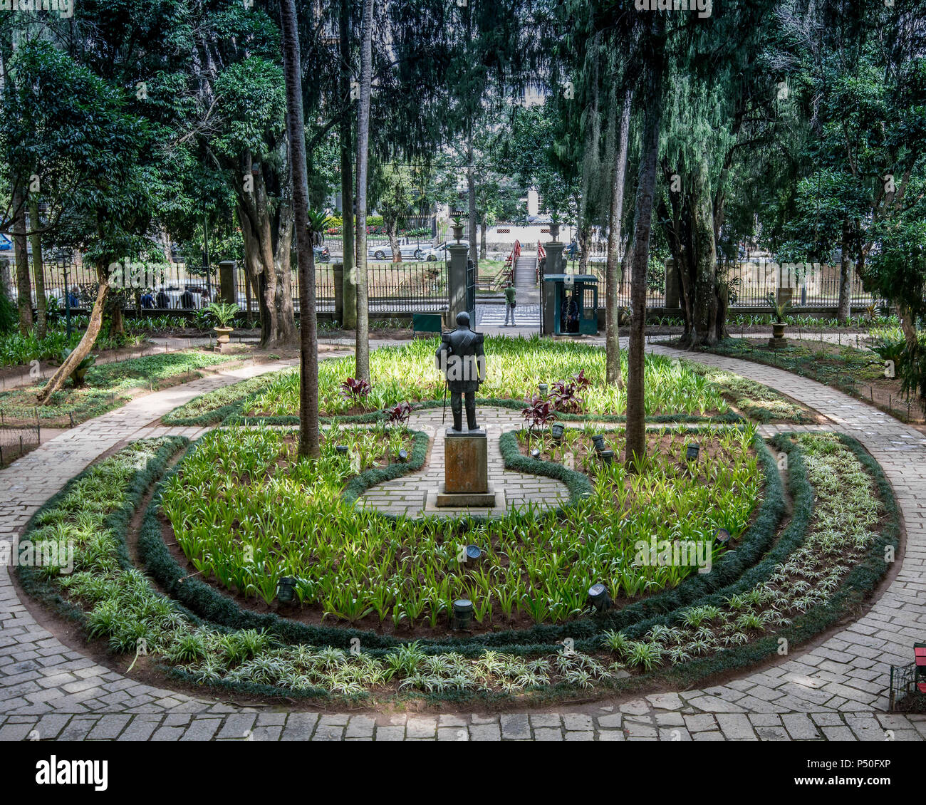 Petropolis, Rio de Janeiro, Brazil- May 17, 2018: Central garden in front of the main entrance of the Imperial Museum Stock Photo