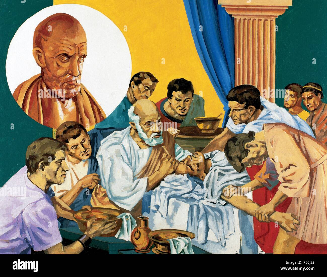 Hippocrates of Cos (ca. 460-370 BC). Ancient Greek physician. He is referred to as the father of Western medicine. Founder of the Hippocratic School of medicine. Stock Photo
